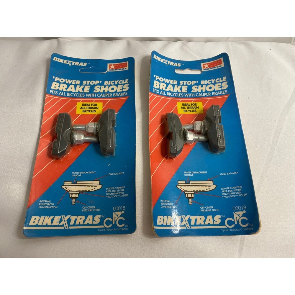 Vintage 1991 Bikextras Power Stop Bicycle Brake Shoes 2 Pack 00018 USA NIP